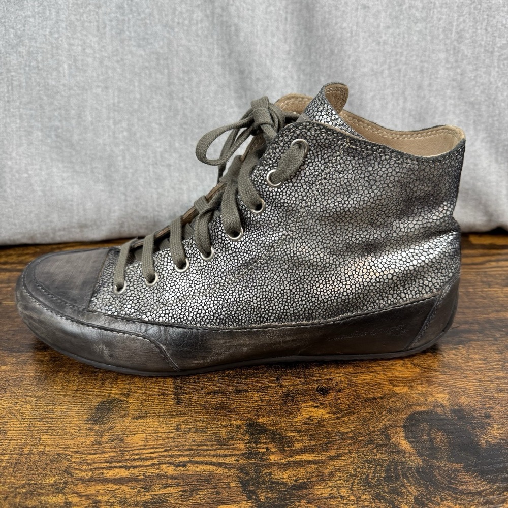 Candice‎ Cooper Dark-Gray Leather HighTop Sneakers Shoes Womens EUR 39/ US 7 - Picture 5 of 16